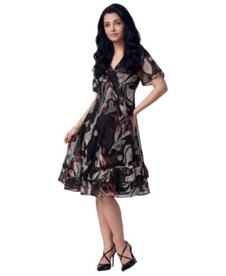 Women's Lola Floral-Print V-Neck Short-Sleeve Dress