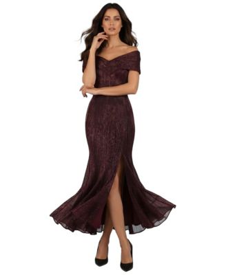 Women's Alis Off-Shoulder Metallic Fishtail Hem Gown