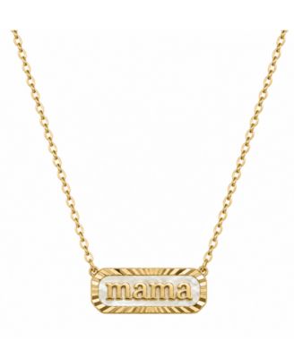 14K Gold Plated Mother of Pearl "MAMA" Pendant Necklace