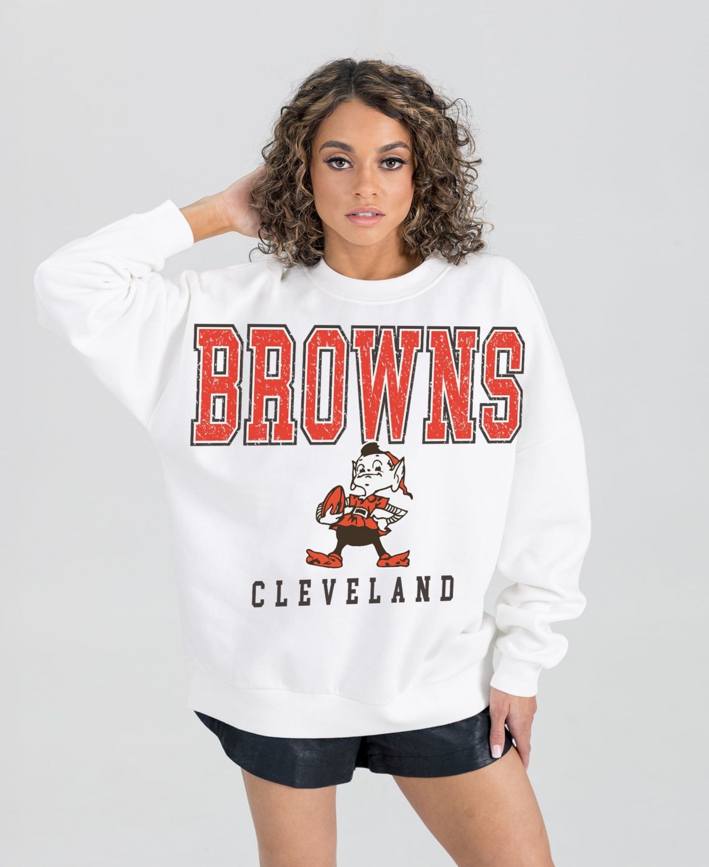 Женская толстовка Gameday Couture White Cleveland Browns Classic Sunday Drives Oversized Premium Fleece Pullover — фото 1