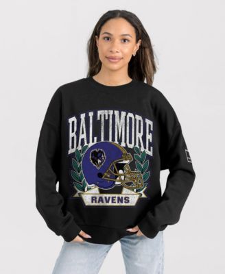 Women's Black Baltimore Ravens Oversized Victory Lane Black Label Premium Fleece Sweatshirt