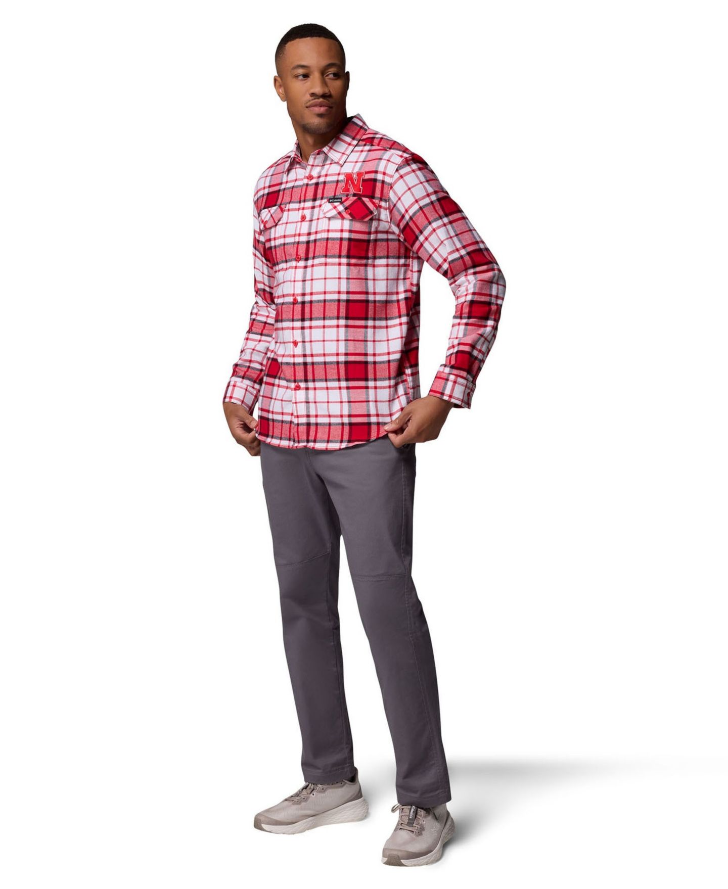 Мужская рубашка Columbia Scarlet Nebraska Huskers Flare Omni-Wick Flannel Long-Sleeve Button-Up — фото 5