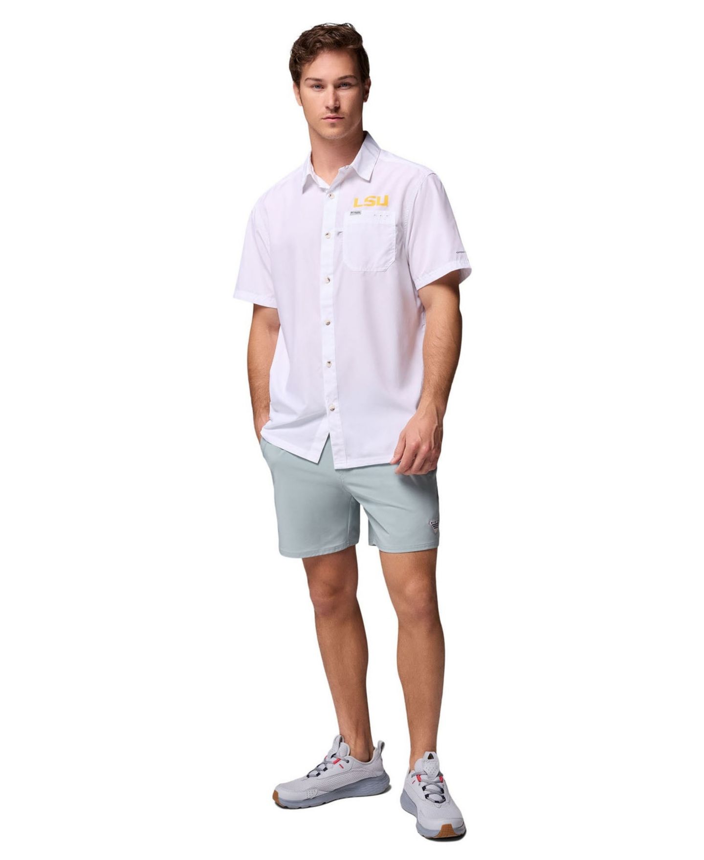 Мужская рубашка Columbia White LSU Tigers Slack Tide Camp Button-Up — фото 4