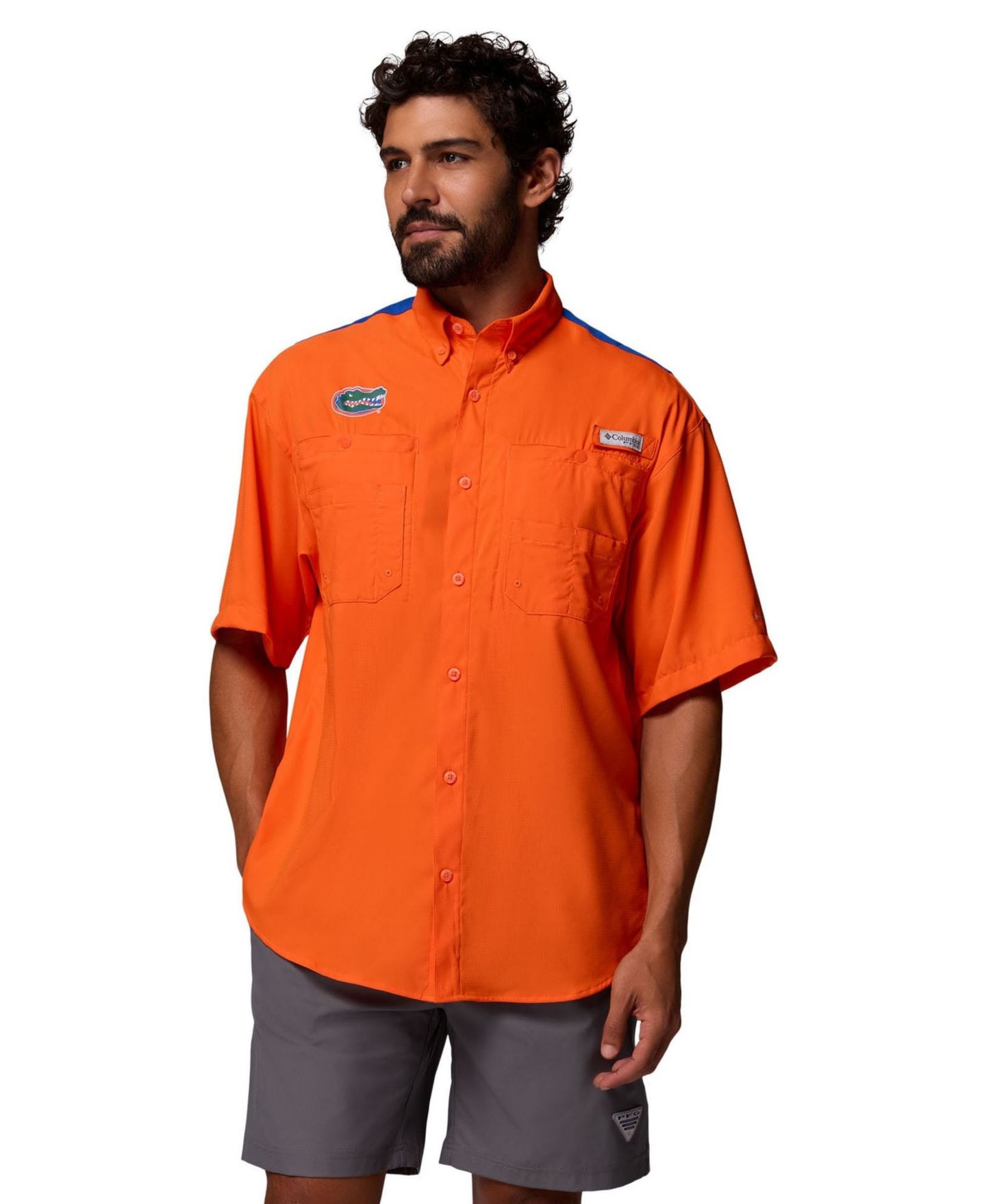 Мужская рубашка Columbia Orange Florida Gators Tamiami Colorblock Omni-Shade Button-Down — фото 1