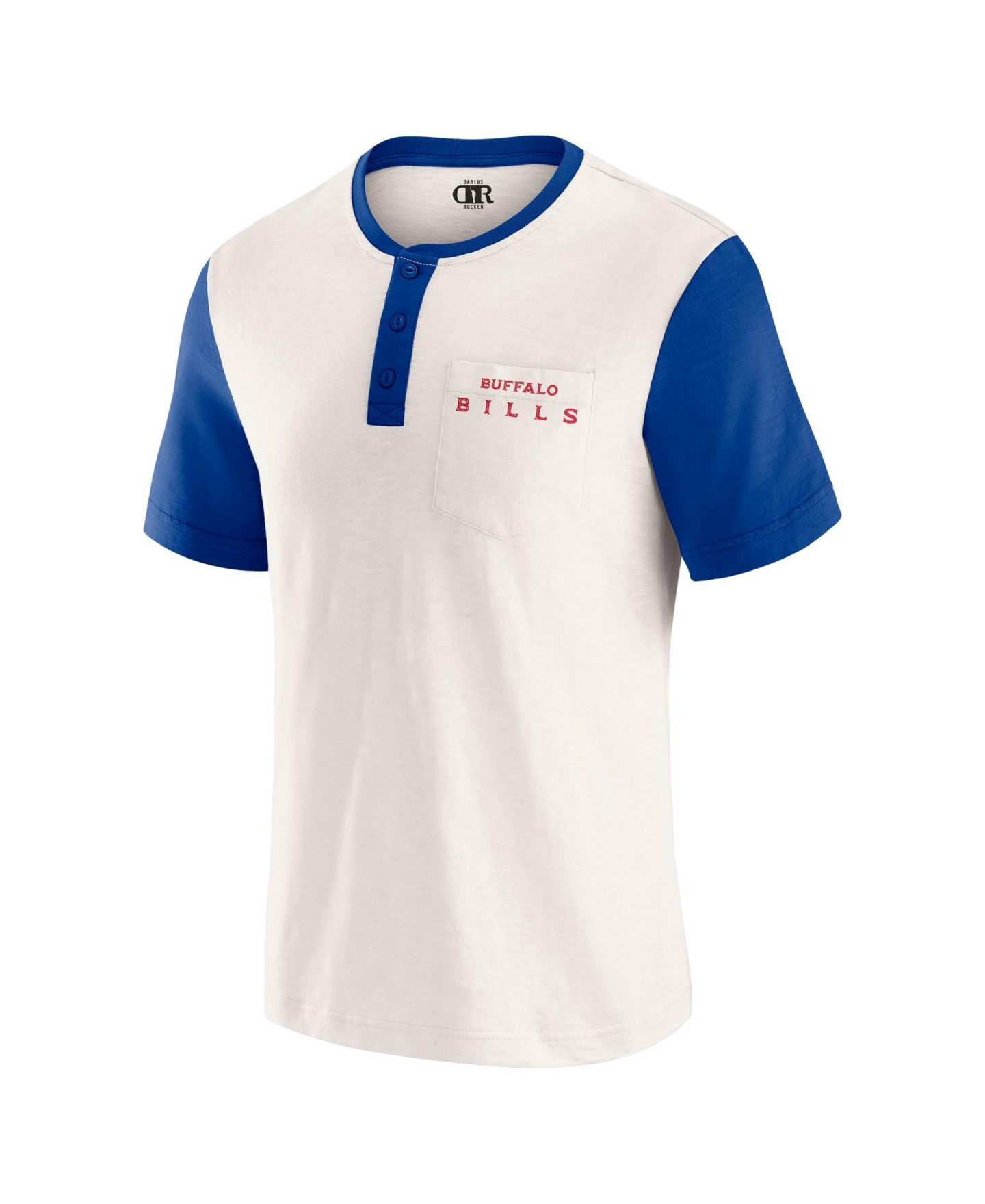 Мужская футболка Darius Rucker Collection By Fanatics Cream Buffalo Bills Henley Colorblock Slub Pocket — фото 2