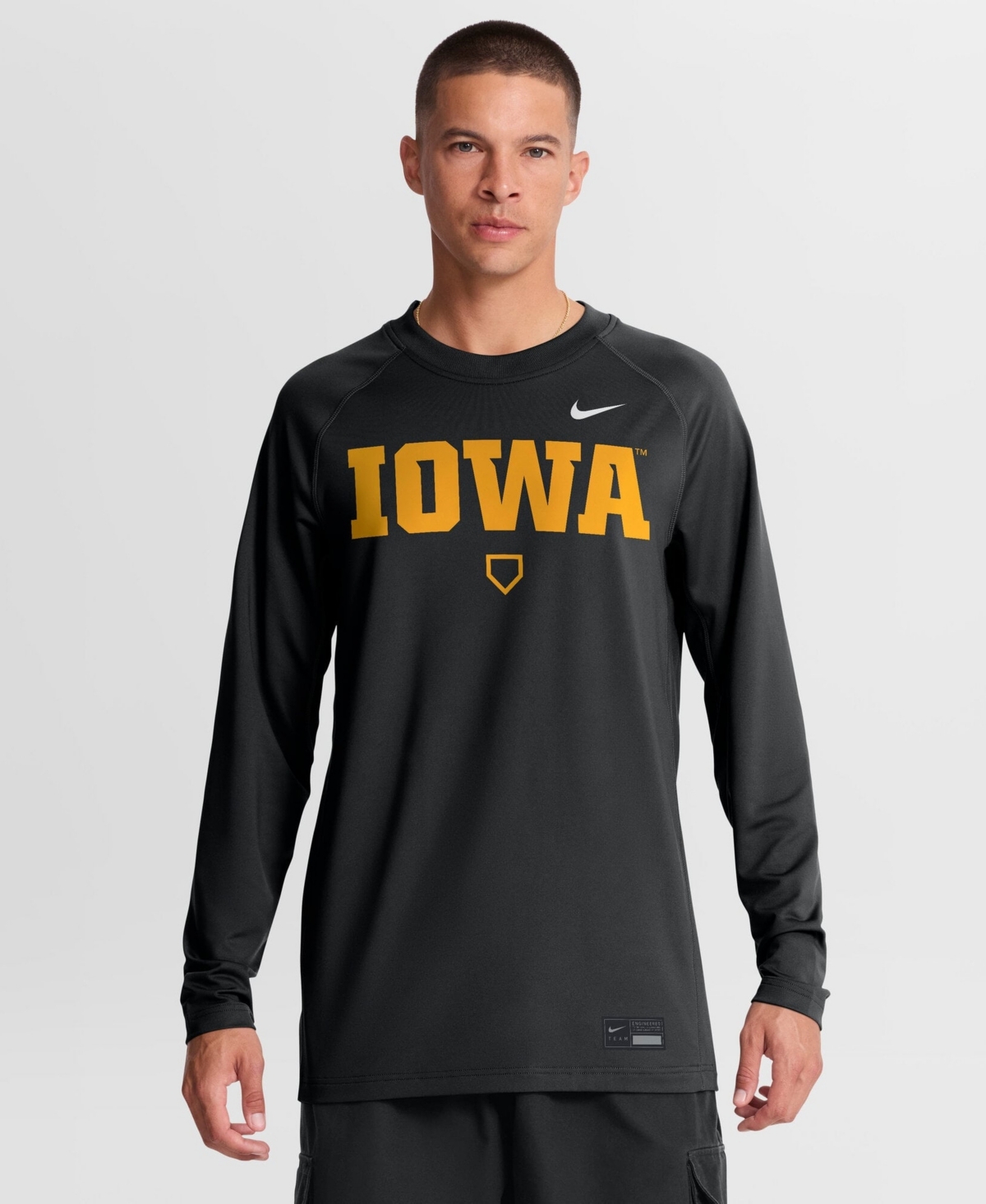 Nike Men's Black Iowa Hawkeyes Dugout Dri-fit Lightweight Crew Pullover - Black