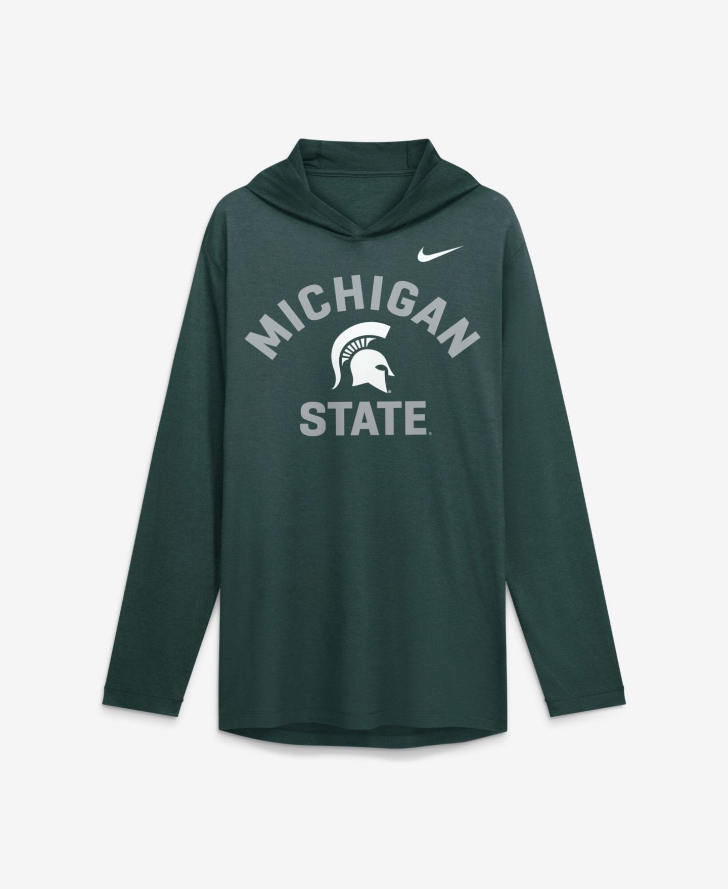 Мужская футболка Nike Green Michigan State Spartans Primetime Arch Tri-Blend Dri-FIT Long-Sleeve Hooded — фото 2
