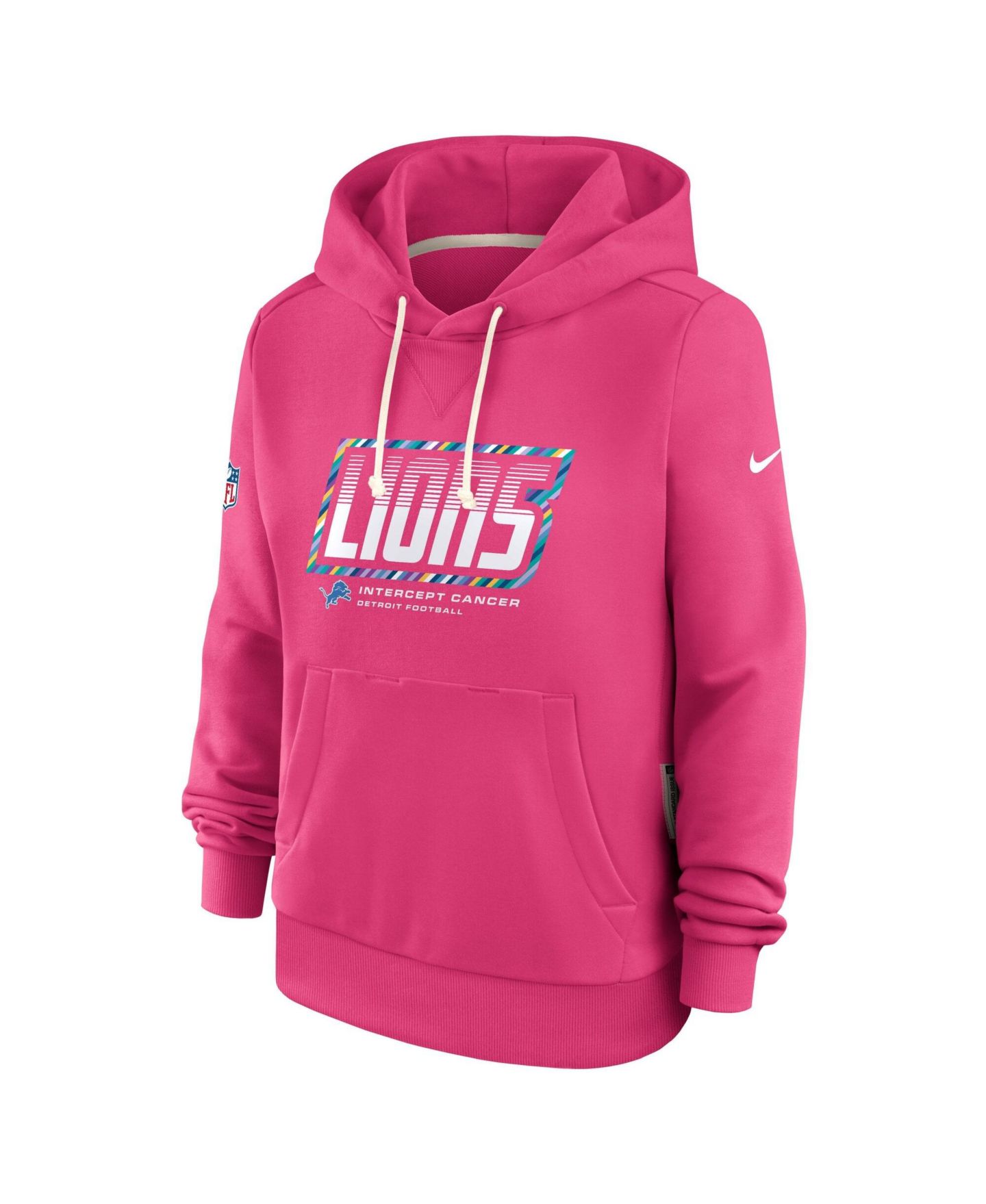 Женское худи Nike Pink Detroit Lions 2026 NFL Crucial Catch Sideline Standard Issue Dri-FIT Pullover — фото 3