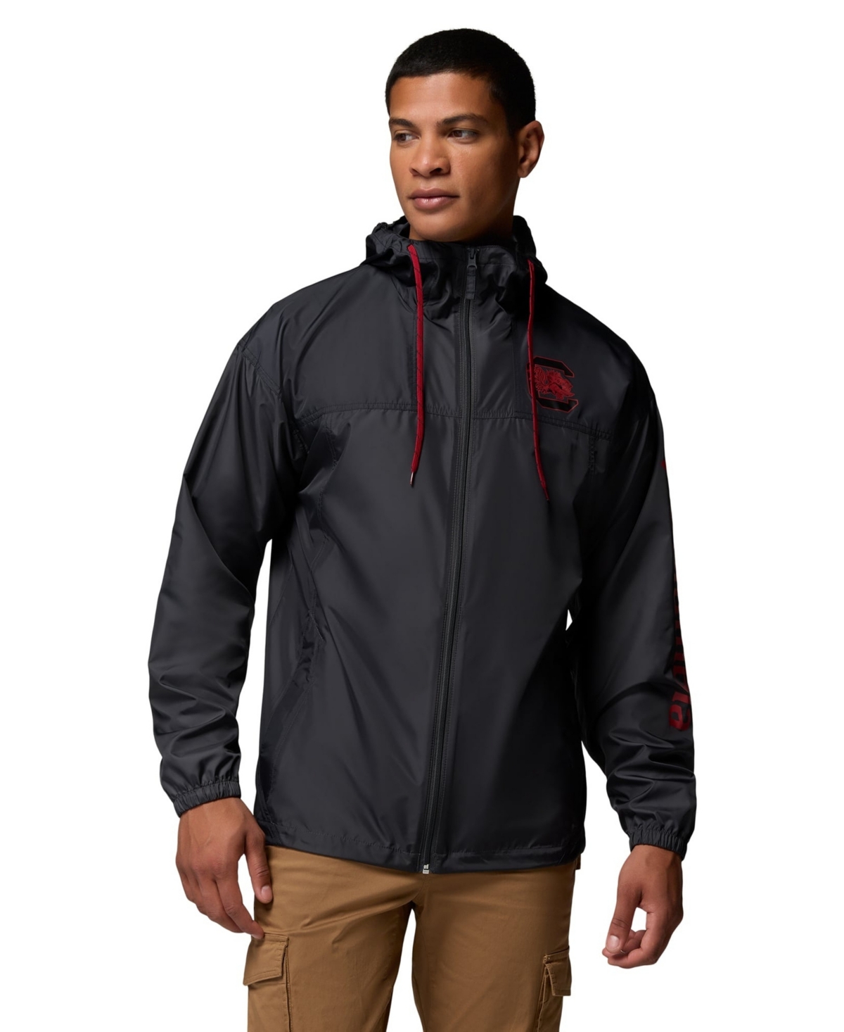Columbia Men's Black South Carolina Gamecocks Flash Challenger Ii Full-Zip Hooded Windbreaker - Black