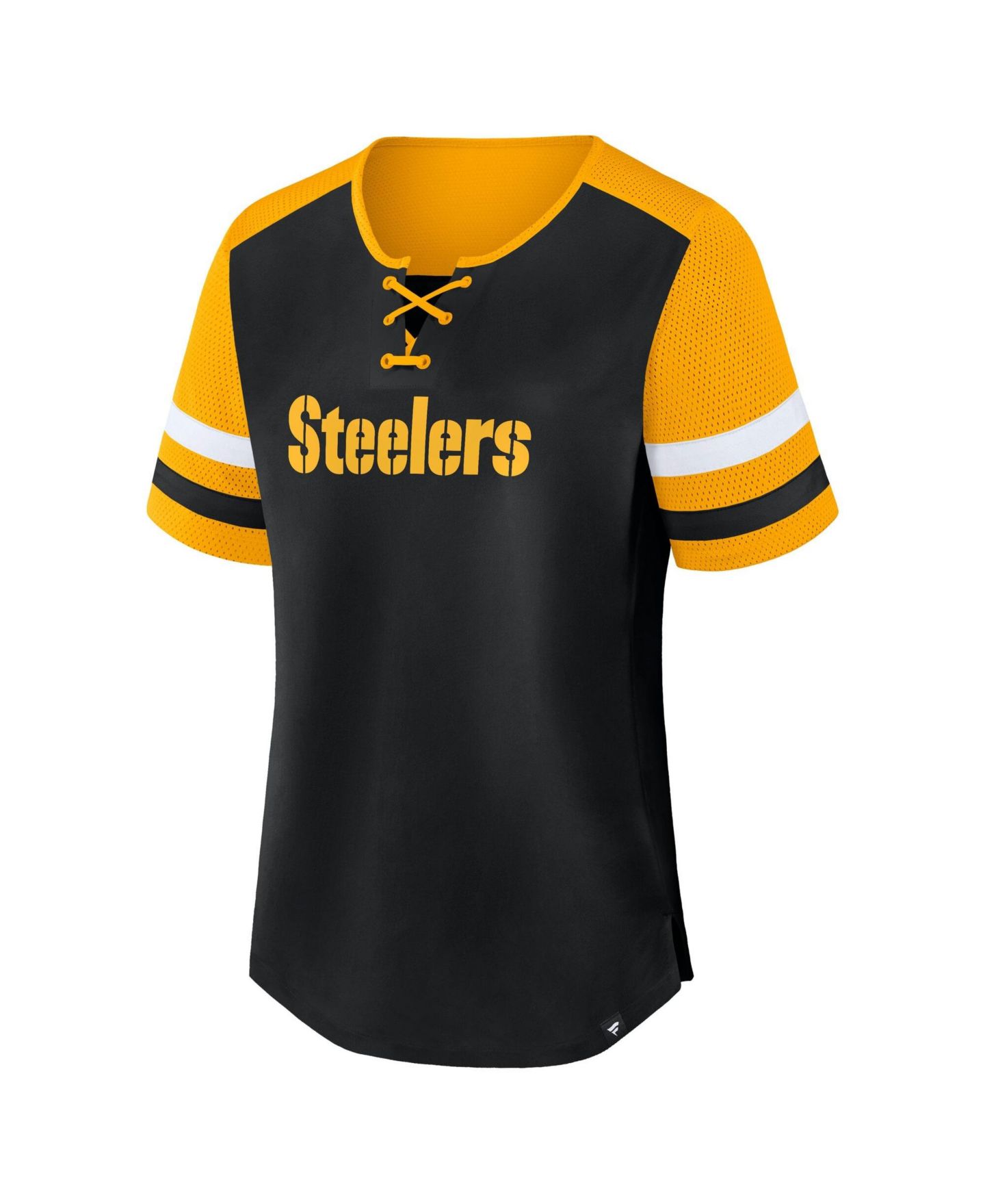 Женская рубашка Fanatics T.J. Watt Black Pittsburgh Steelers Curl Route Athena Lace-Up Name & Number — фото 4
