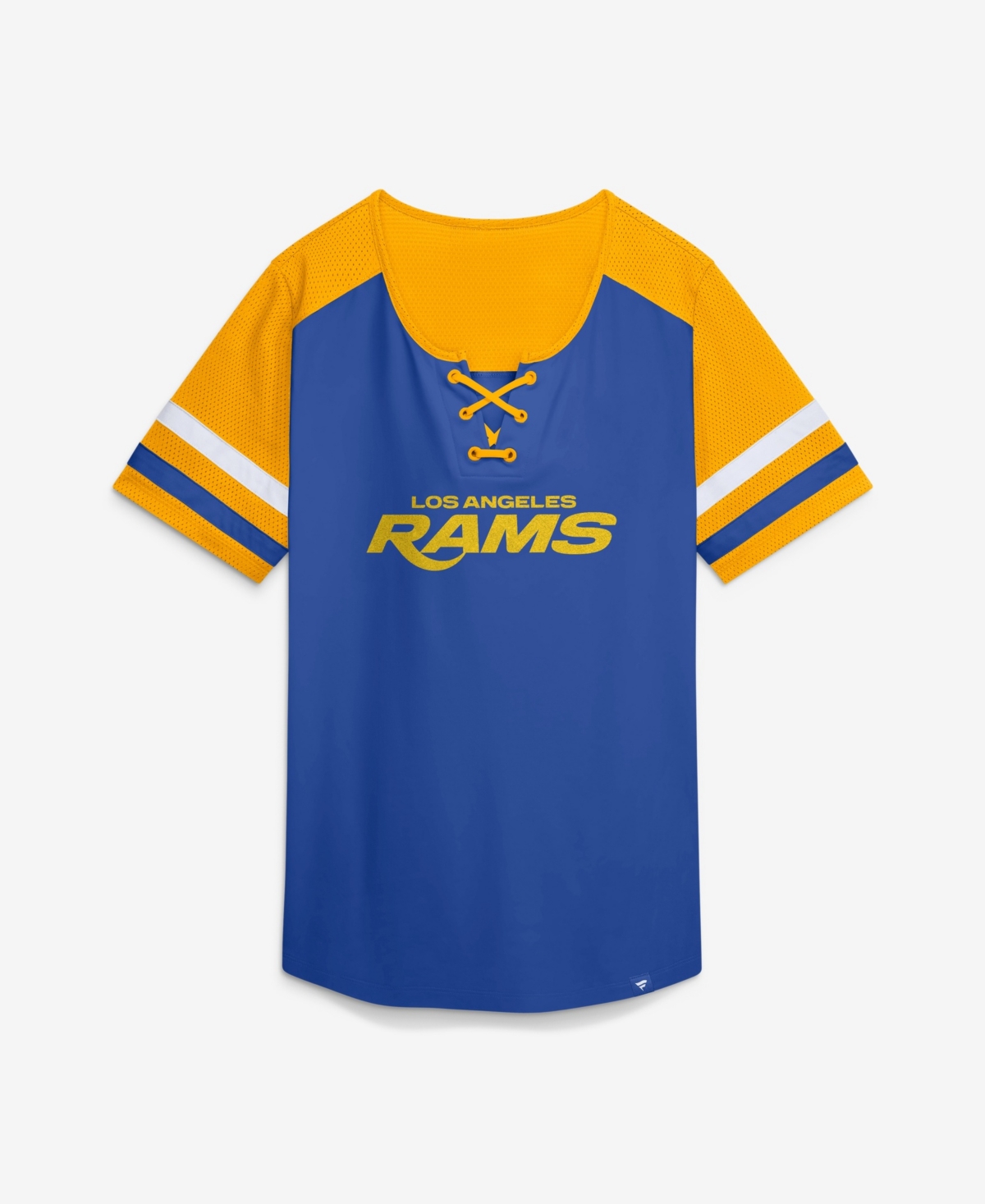 Fanatics Women's Royal Los Angeles Rams Curl Route Athena Lace-Up T-Shirt - Royal, Gold