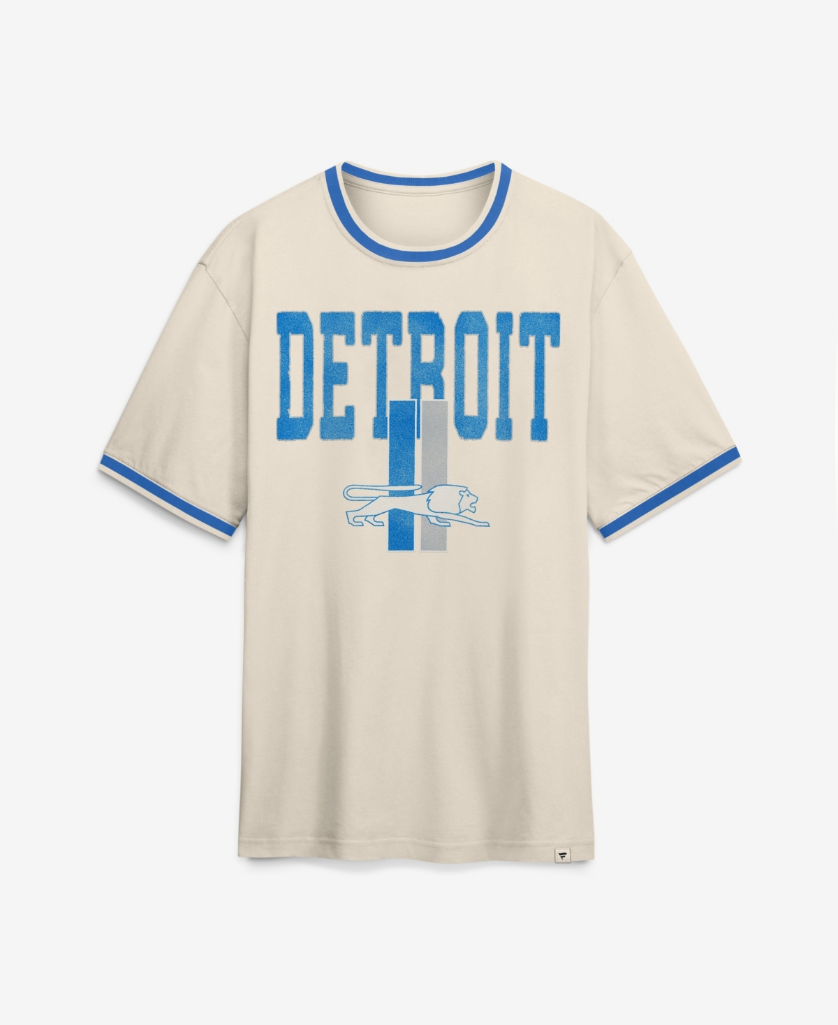 Fanatics Men's Cream Detroit Lions Time Honored Tradition Ringer Fashion Top - Cream, Blue