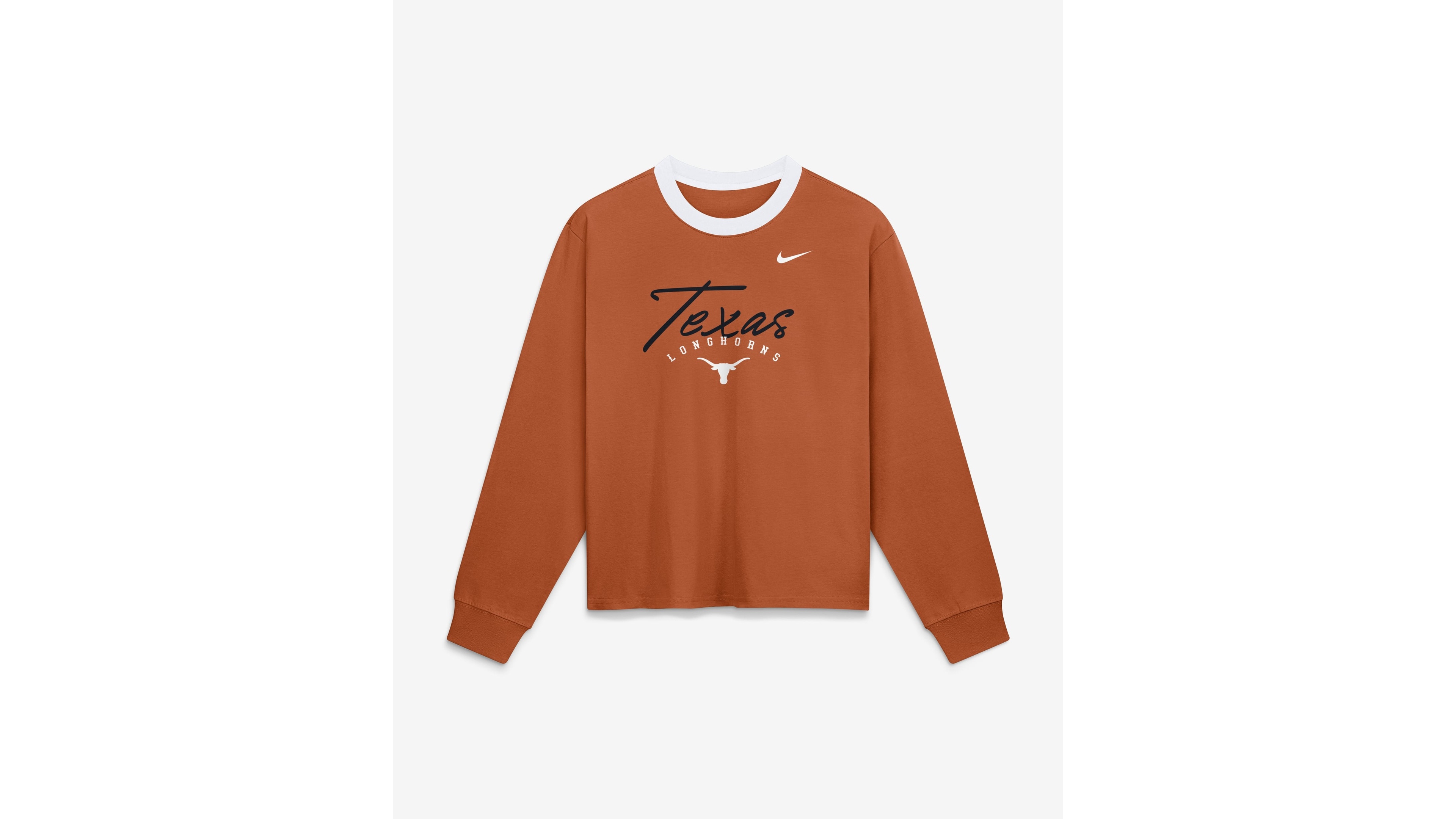 Nike Women's Texas Longhorns Orange Ringer Boxy Long-Sleeve T-Shirt