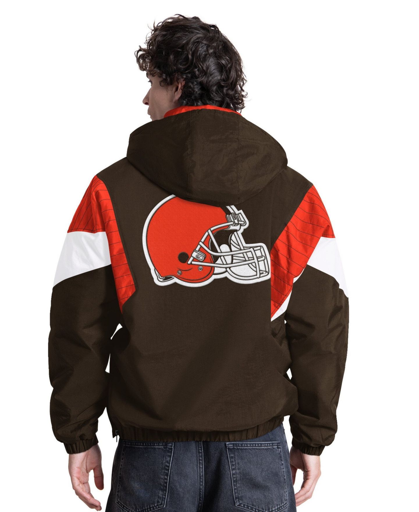 Мужская куртка Starter Brown Cleveland Browns The Throwback Half-Zip Hooded — фото 2