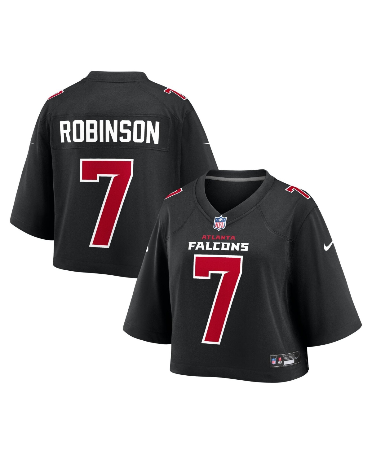 Nike Women's Bijan Robinson Black Atlanta Falcons Cropped Fashion Game Jersey - Black