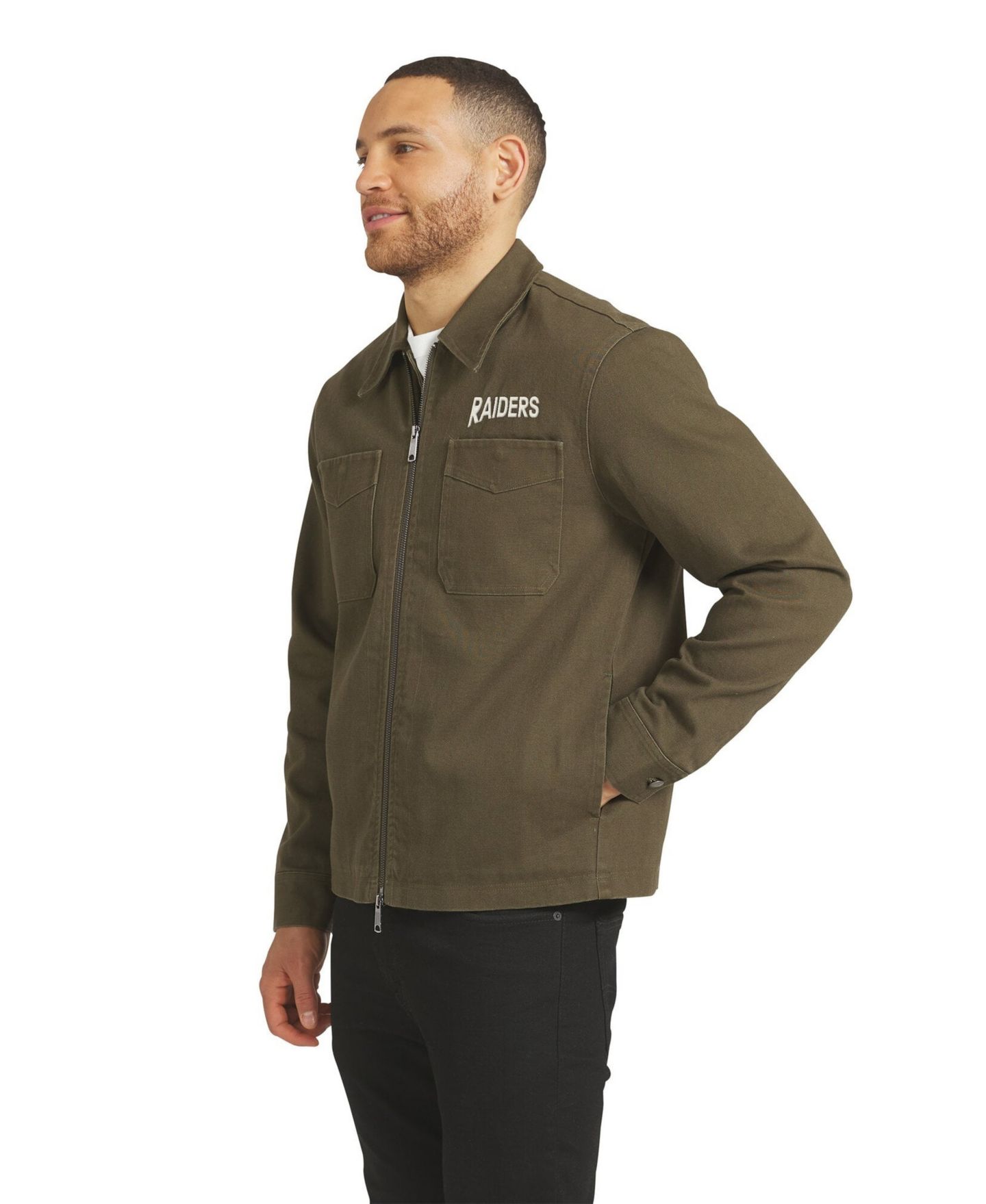 Мужская куртка Darius Rucker Collection By Fanatics Olive Las Vegas Raiders Brushed Canvas Full-Zip — фото 3