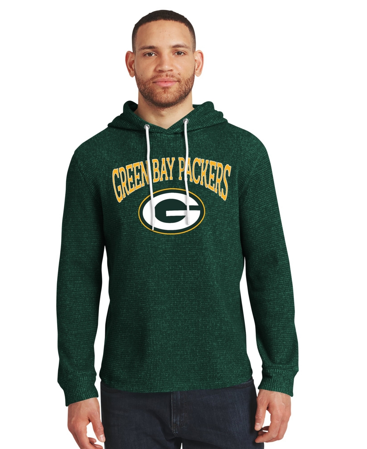 Darius Rucker Collection By Fanatics Men's Green Bay Packers Waffle Knit Hooded Tri-Blend Long-Sleeve Sweatshirt - Green