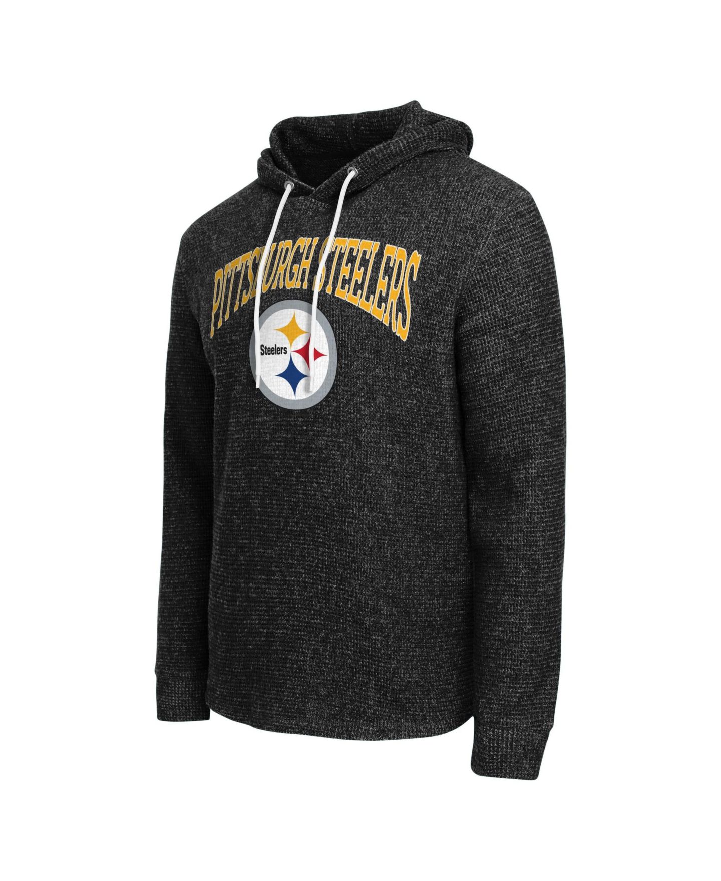 Мужской свитшот Darius Rucker Collection By Fanatics Black Pittsburgh Steelers Waffle Knit Hooded Tri-Blend Long-Sleeve Sweatshirt — фото 3