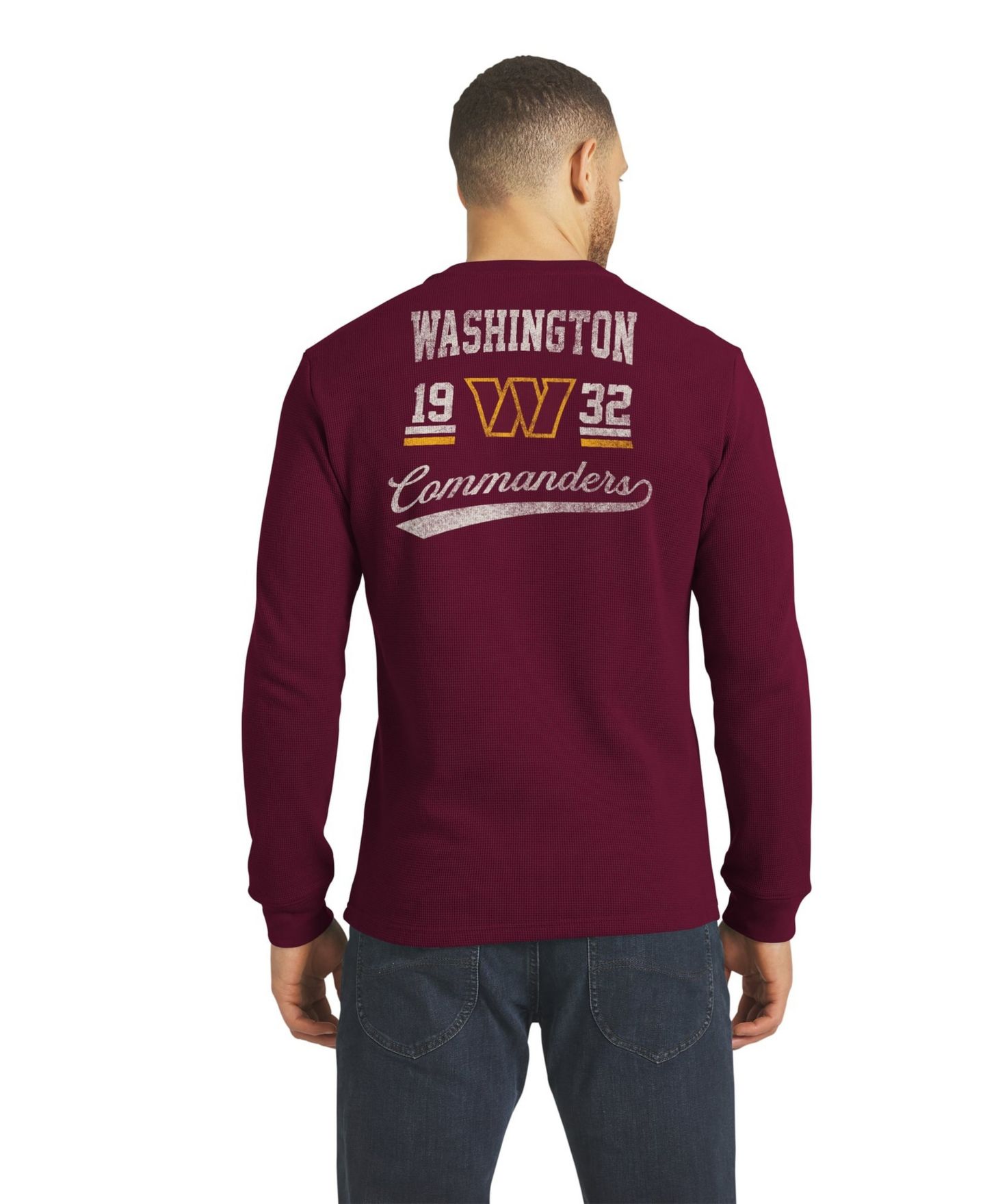 Мужская футболка Darius Rucker Collection By Fanatics Burgundy Washington Commanders Waffle-Knit Henley Long-Sleeve — фото 2