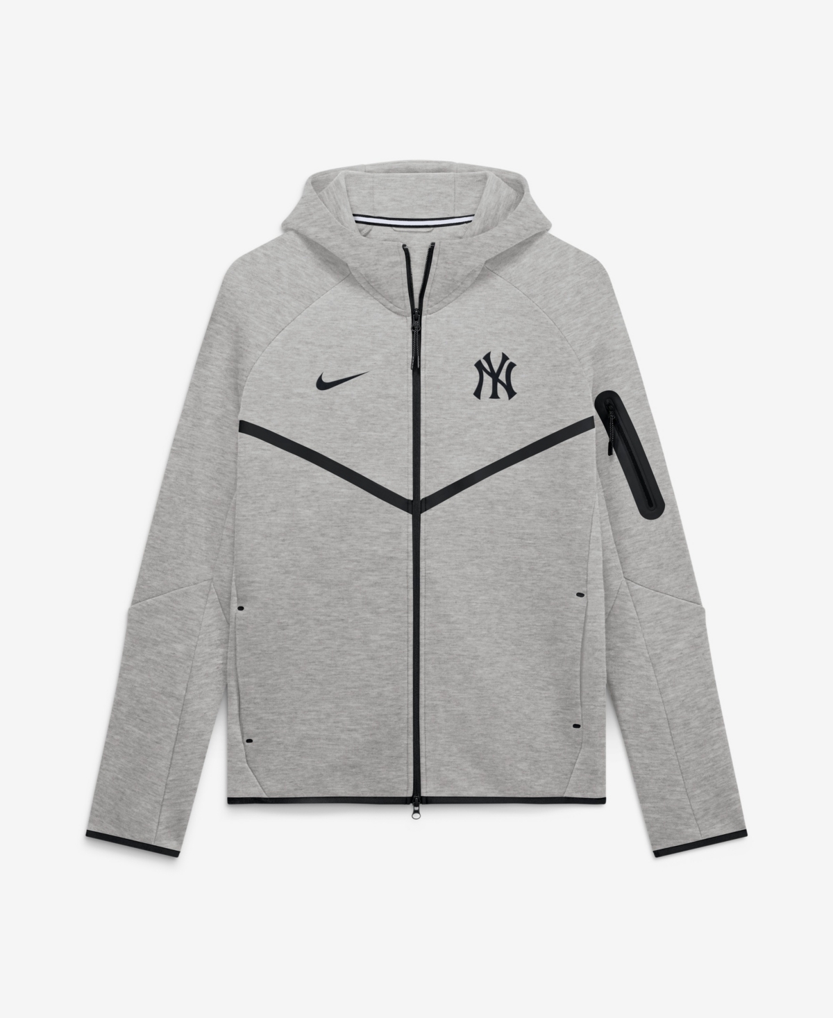 Nike Men's Heather Gray New York Yankees Tech Full-Zip Windrunner Hoodie - Heather Gray, Black