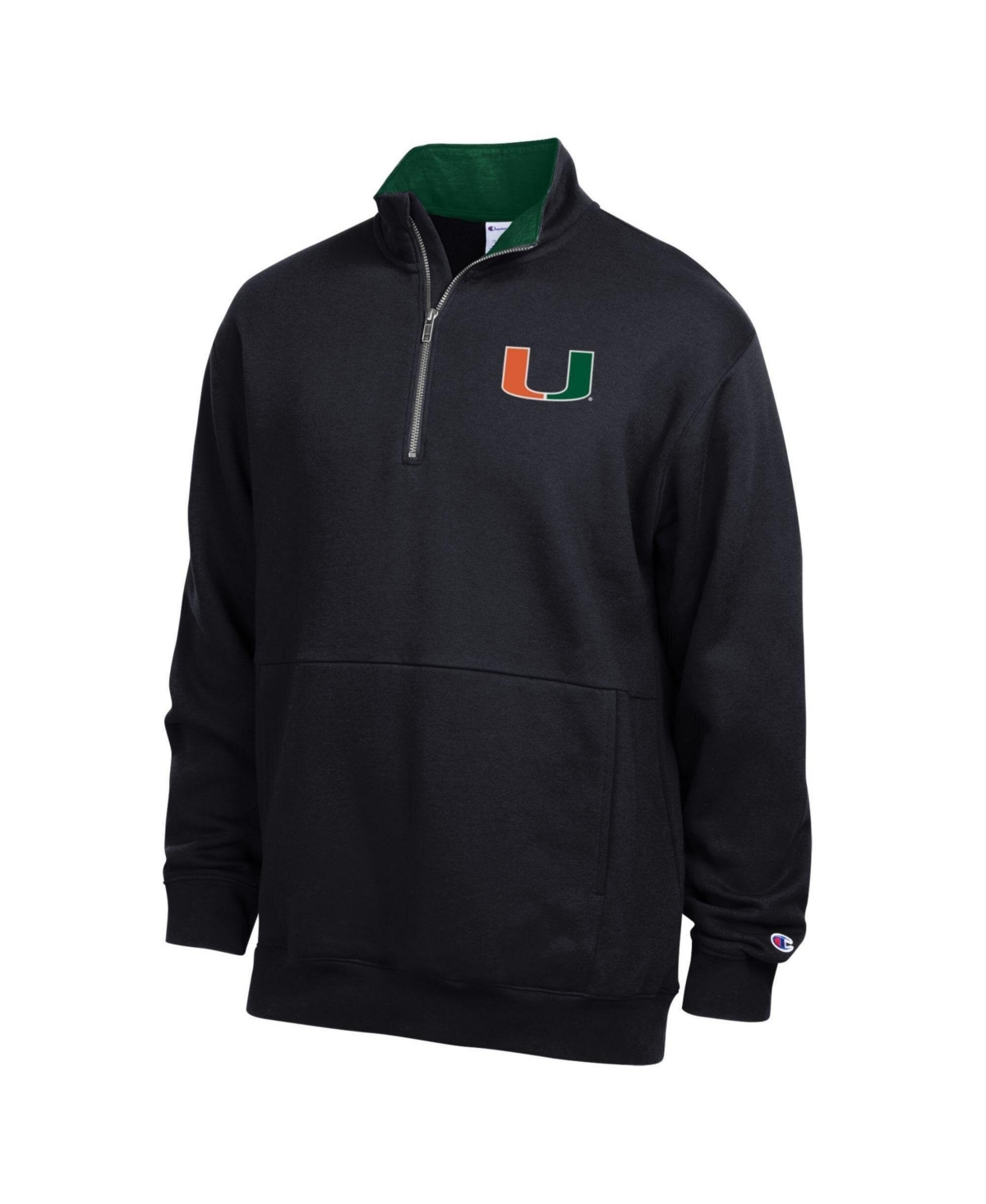 Champion Men's Black Miami Hurricanes Fleece Quarter-Zip Pullover - Black