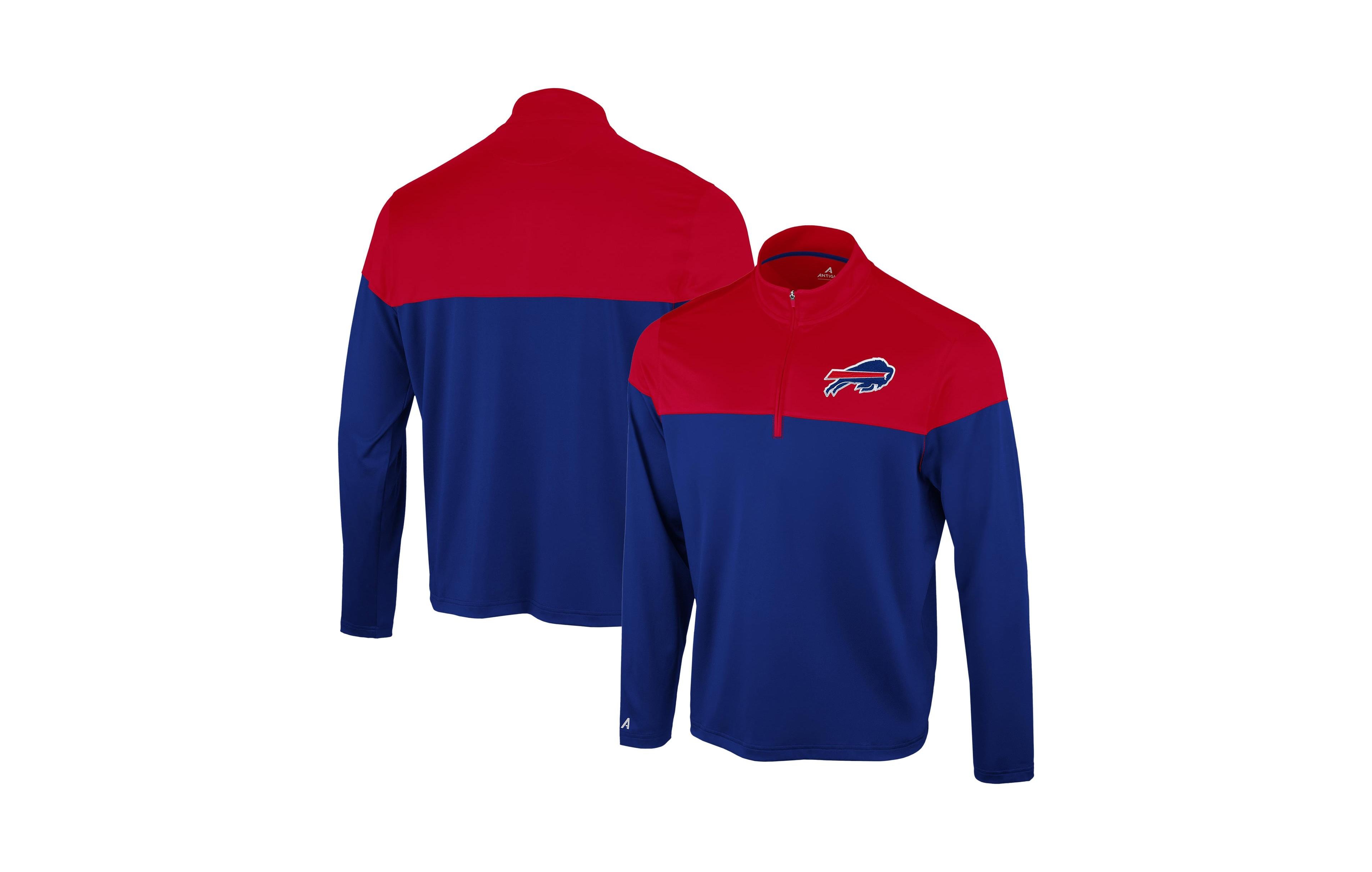 Antigua Men's Royal/Red Buffalo Bills Hinder Quarter-Zip Pullover