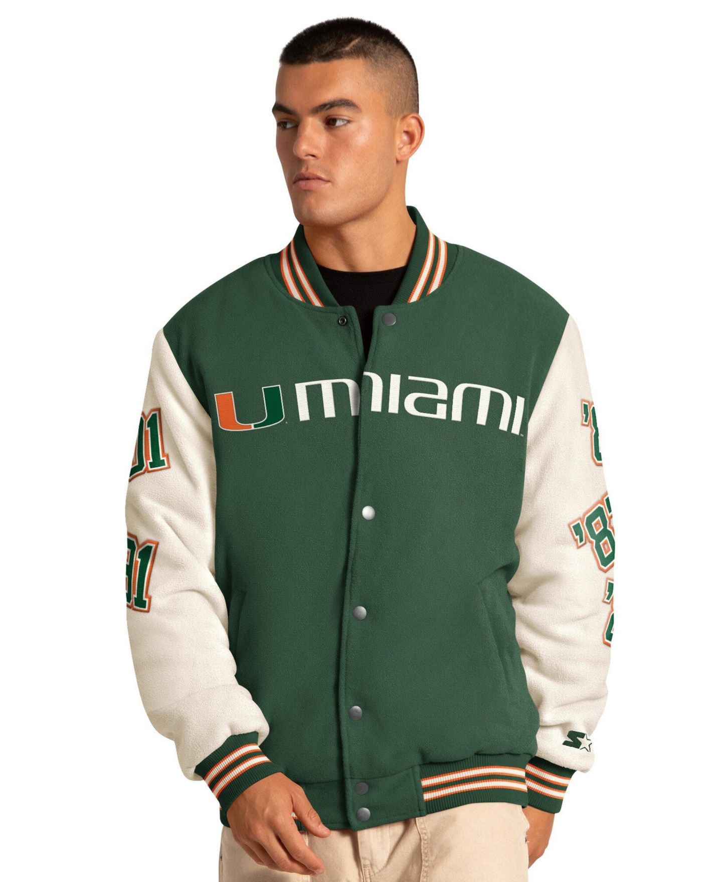 Мужская куртка Starter Green Miami Hurricanes Triple Crown Commemorative Full Snap — фото 1