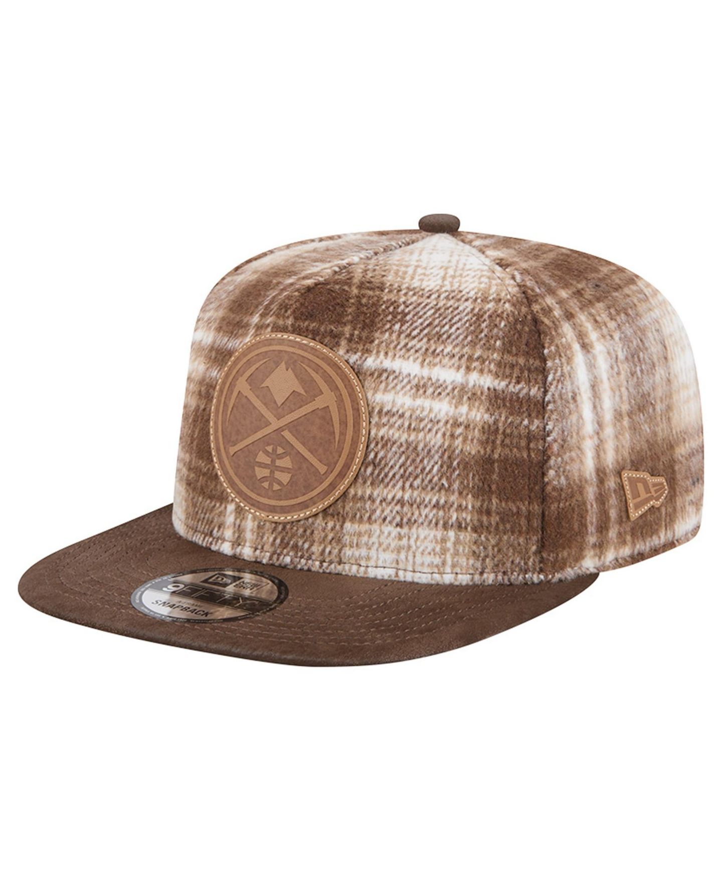 Мужская кепка New Era Brown Denver Nuggets Plaid 9FIFTY A-Frame Adjustable Hat — фото 1