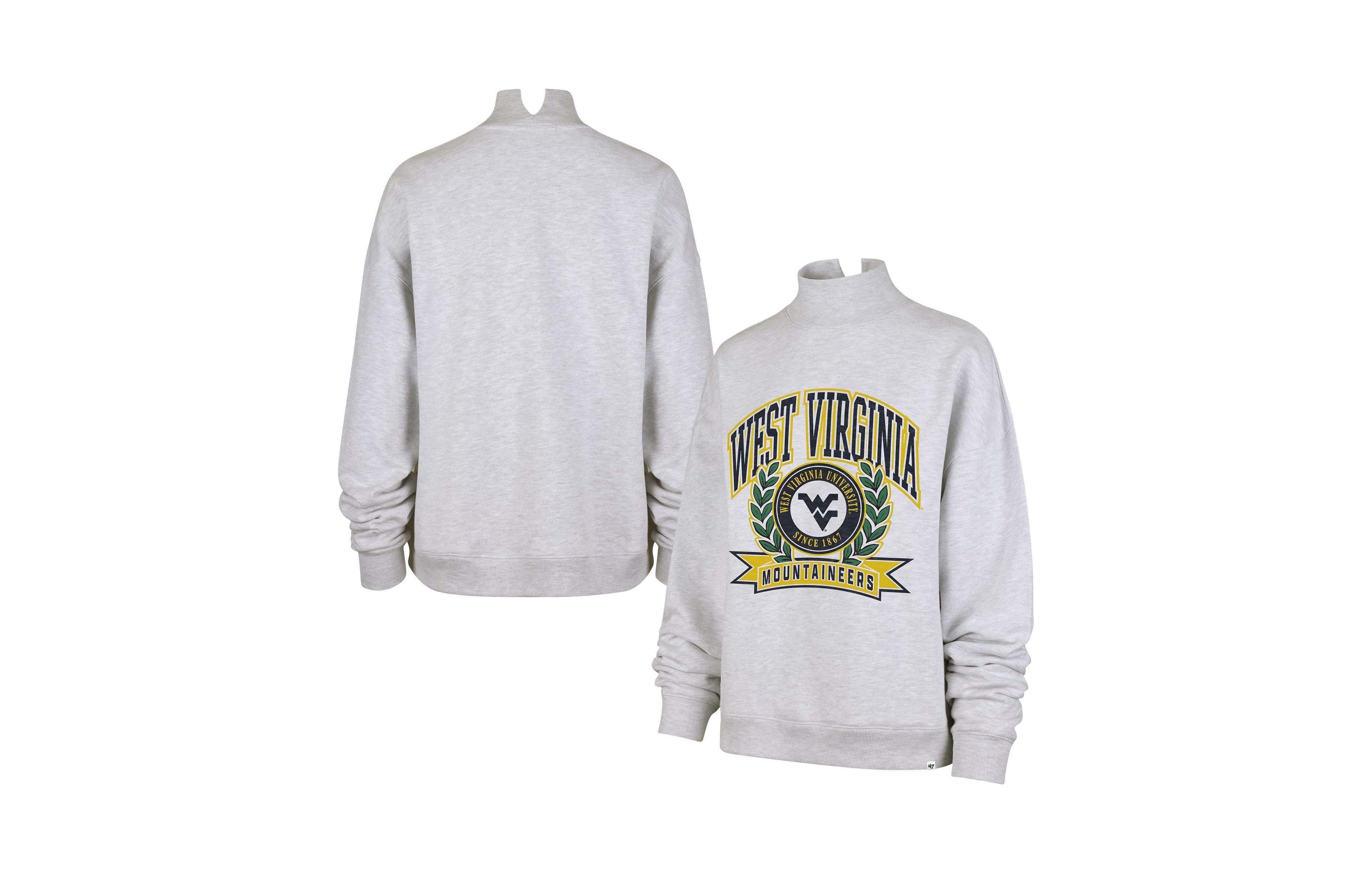 '47 Brand Women's Gray West Virginia Mountaineers Laurel Arch Mock Neck Sweatshirt