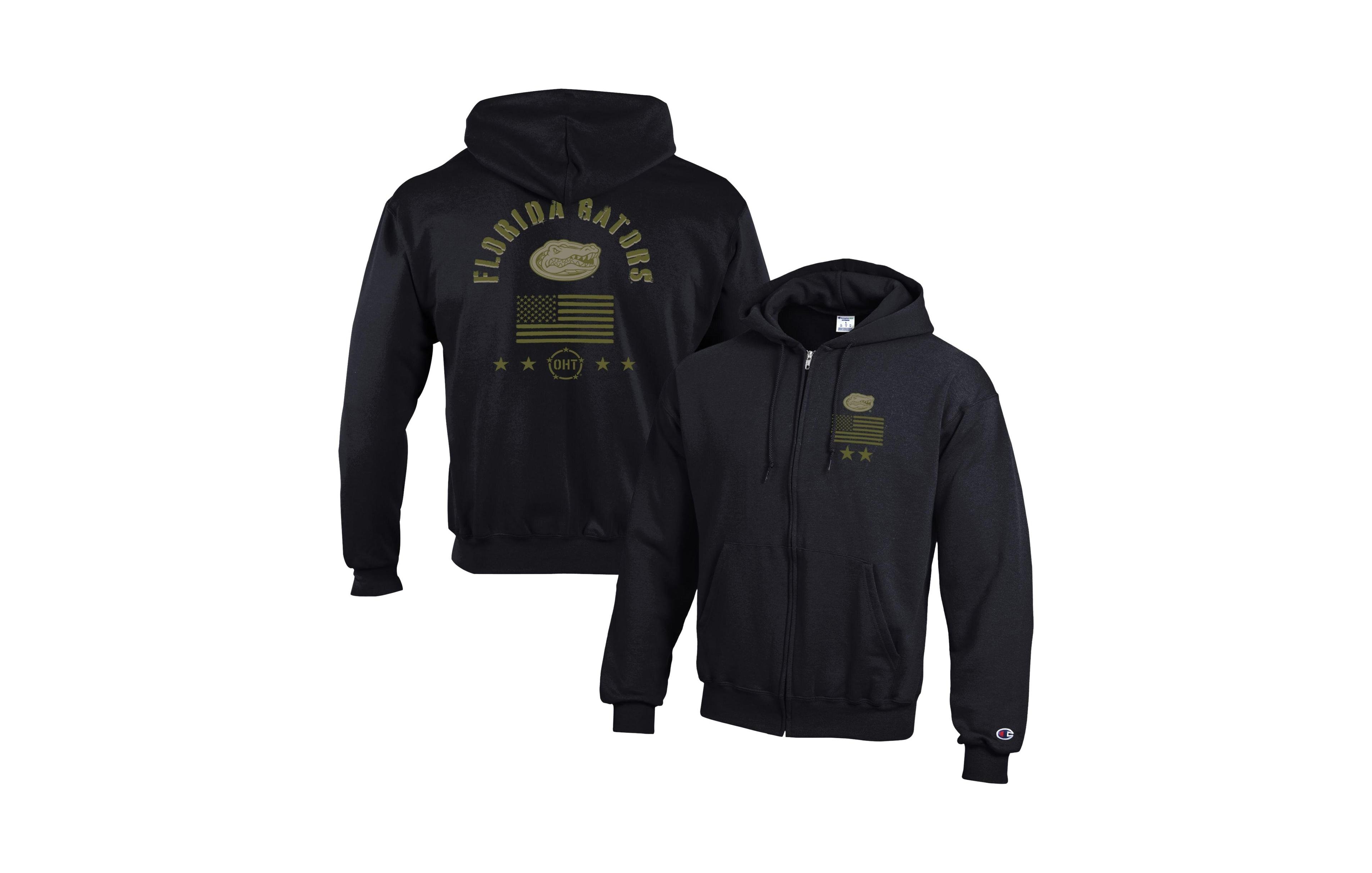 Champion Men's Black Florida Gators Operation Hat Trick Flag Powerblend Fleece Full-Zip Hoodie