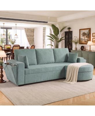 94inch 3-Seater Chenille Sectional Sofa with Storage Ottoman and USB Ports