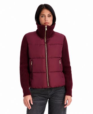 Women's Rib Knit Sleeves and Funnel Neck Jackets