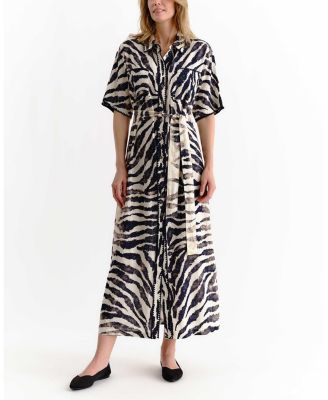 Women's Lucia Embroidered Linen-Blend Shirt Dress