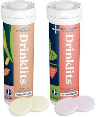 Ginger-Lime and Strawberry Flavored Hydration Tablets  2 Tubes 20 Servings
