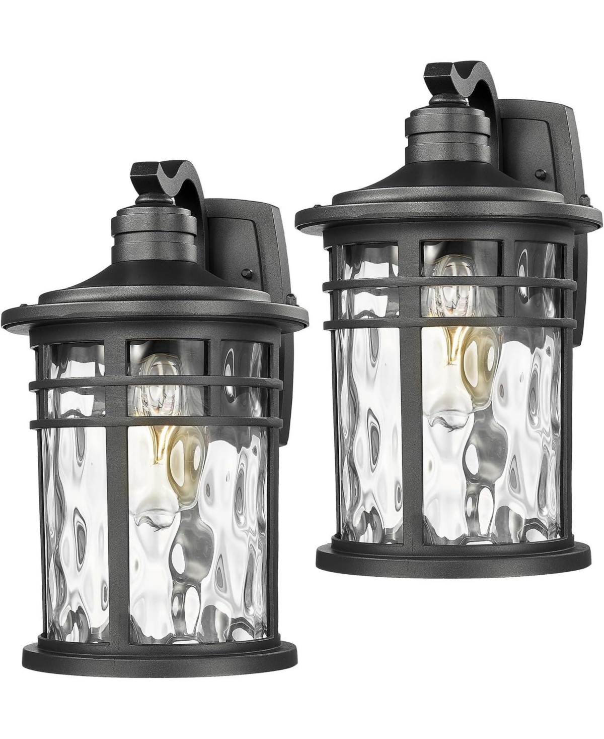 Darkaway outdoor porch light wall mounted 11.81 inches, external lighting fixtures use water ripple glass waterproof external lights, two-piece set