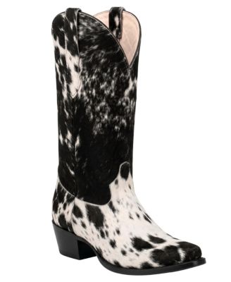 Verbena Pointed-Toe Hair-On Cowhide Leather Western Boots