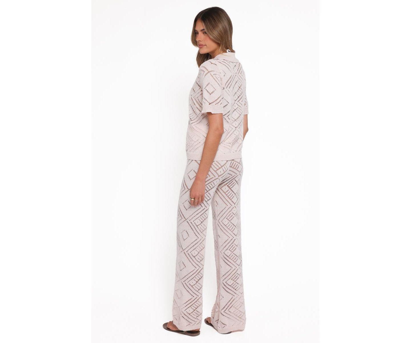 Женский комплект Petal and Pup Briony Collared Button-Down Wide-Leg Top and Pants, 2-Piece Set, цвет: Кремовый — фото 3