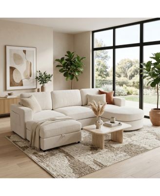 102.4" U-Shaped Chenille Modular Sectional Sofa with Storage Ottoman and Console