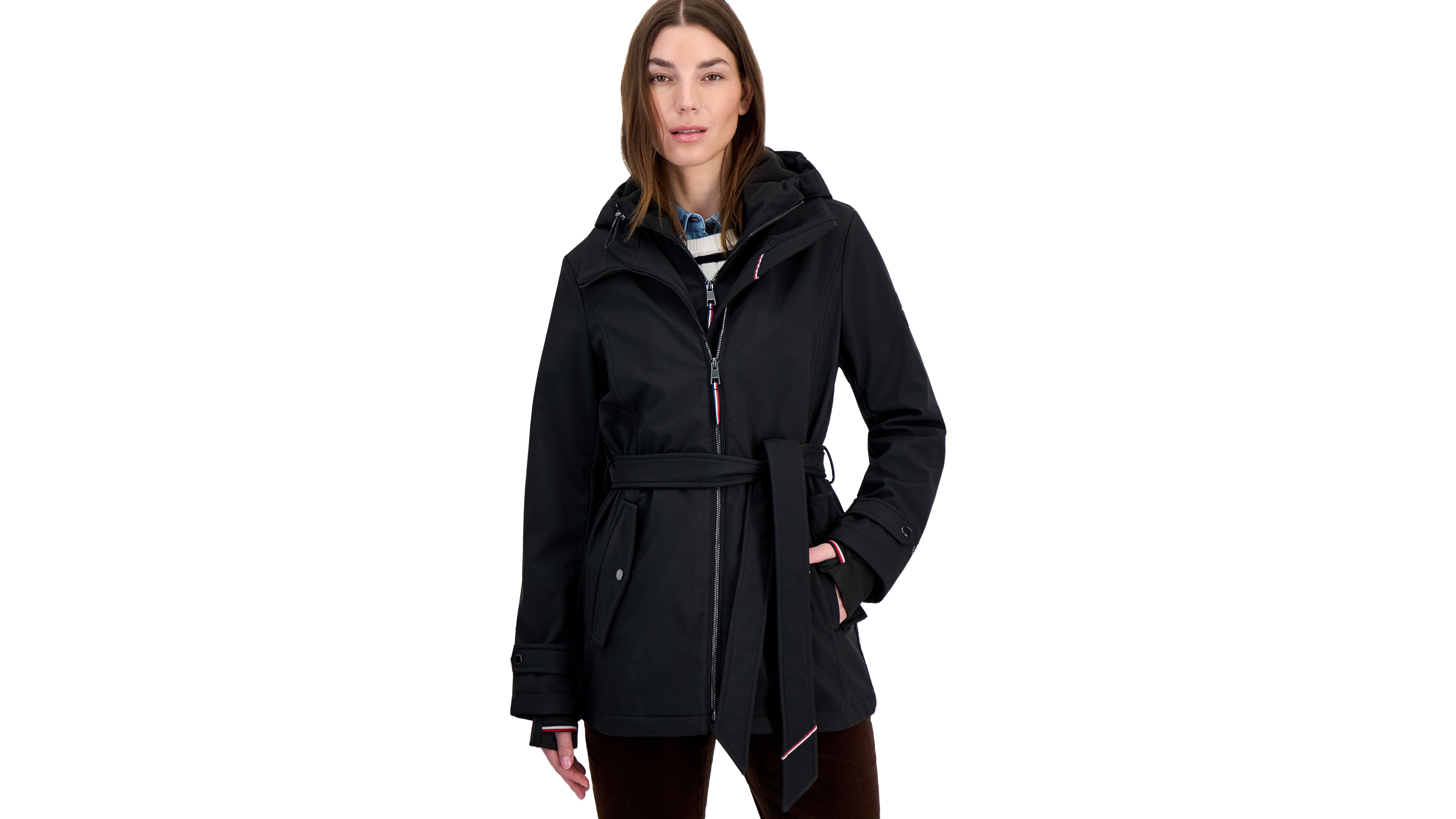 Tommy Hilfiger Women's Hooded Belted Softshell Coat, Created for Macy's