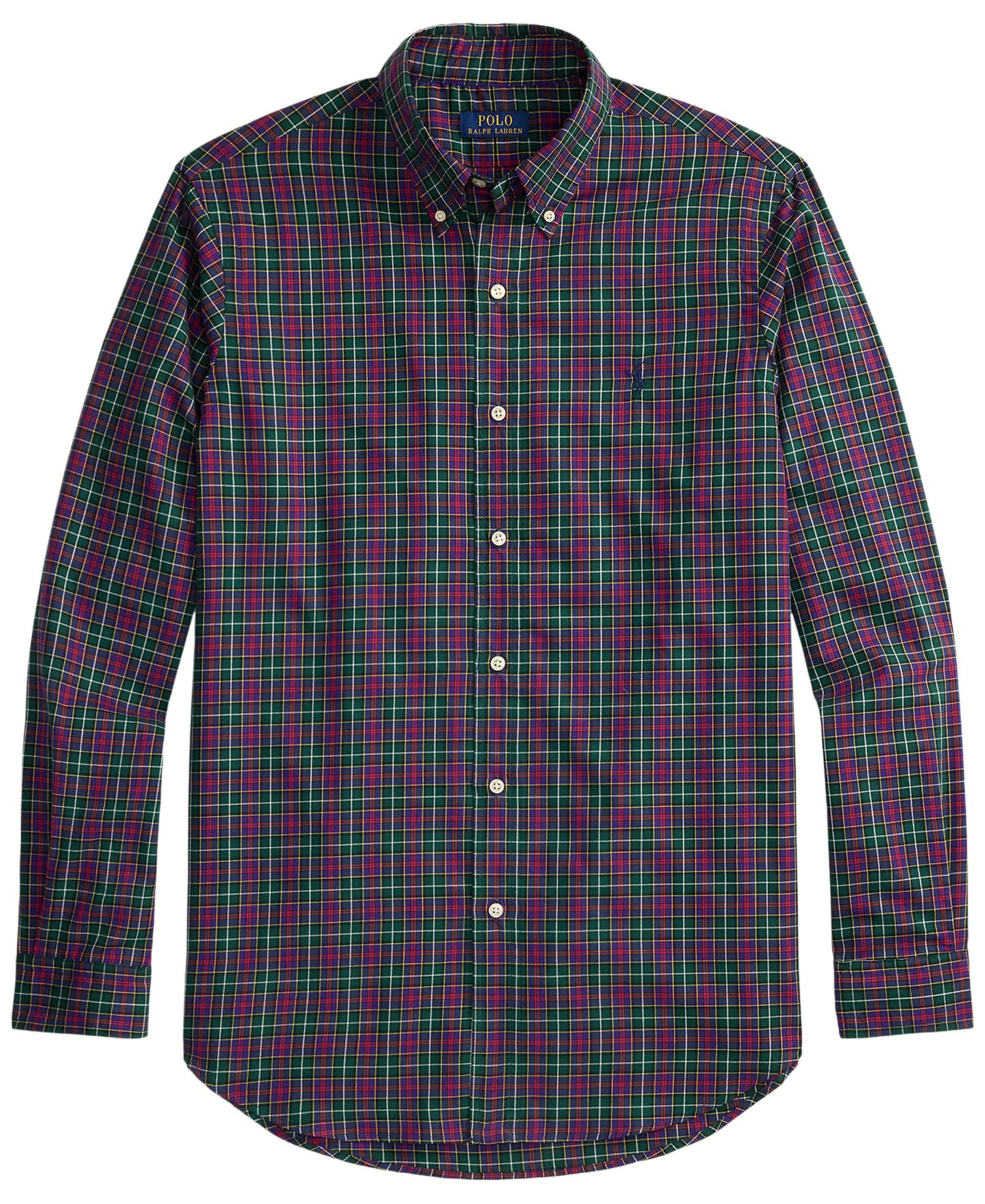 Мужская рубашка Polo Ralph Lauren Classic-Fit Plaid Twill, цвет: Мох фиолетовый — фото 5