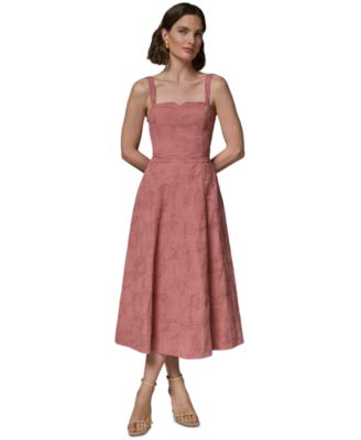 Women's Sleeveless Floral Sweetheart Midi Dress