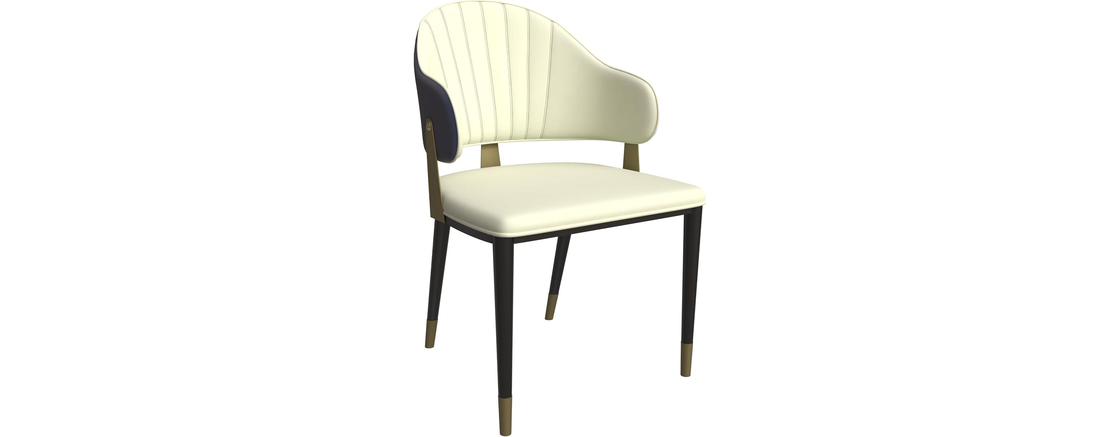 LeisureMod Aria Modern Dining Chair with Metal Legs Armless Upholstered Leather Accent Chair, Contemporary Side for and Kitchen