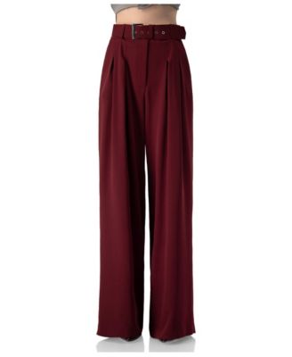 Women's High-Waisted Wide-Leg Pleated Trousers