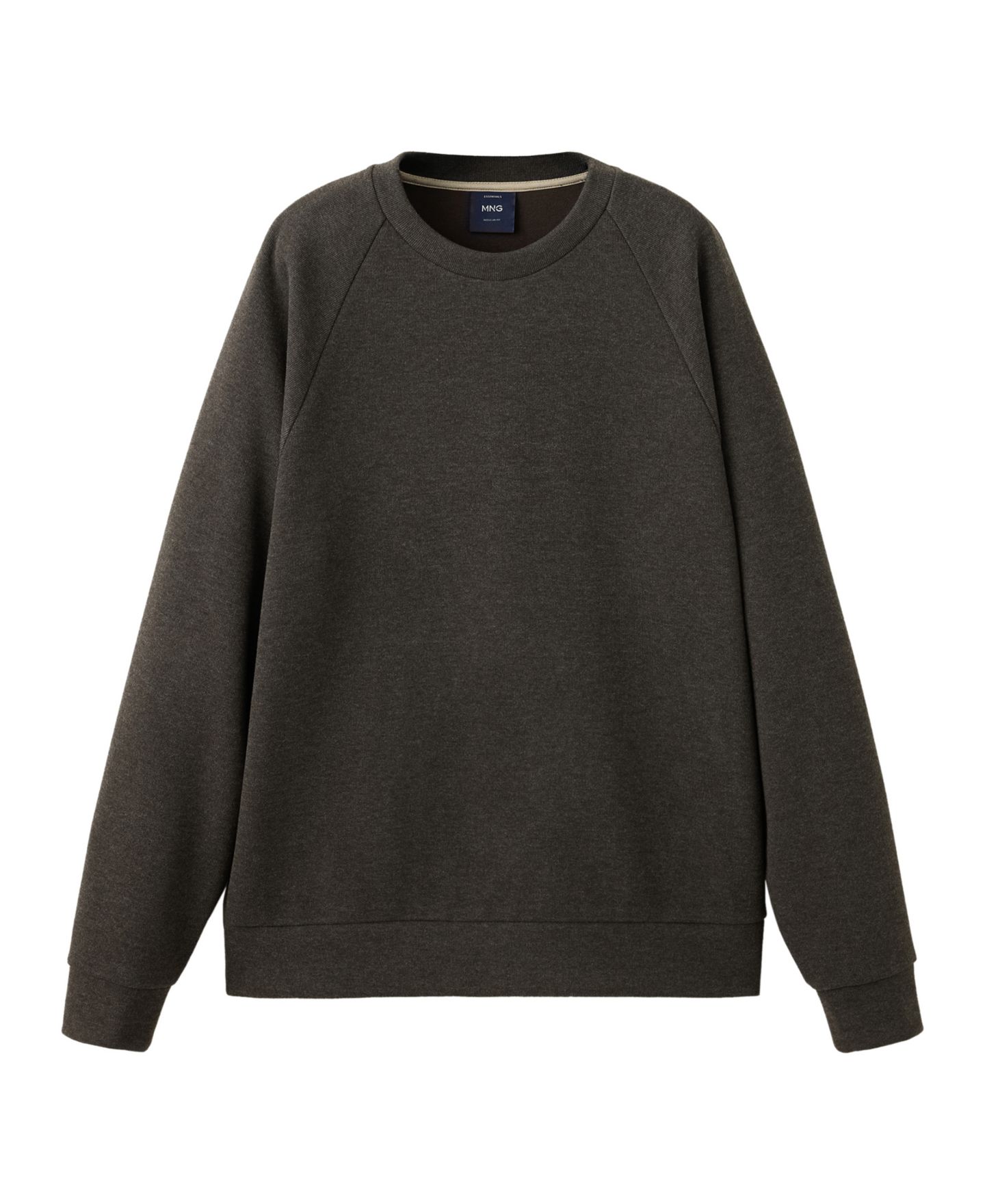 Мужская толстовка Mango Sudadera Pom Crewneck Pullover, цвет: Коричневый — фото 1
