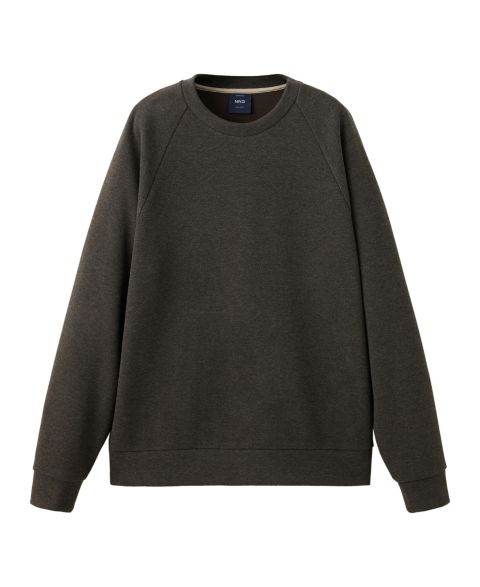 Мужская толстовка Mango Sudadera Pom Crewneck Pullover, цвет: Коричневый