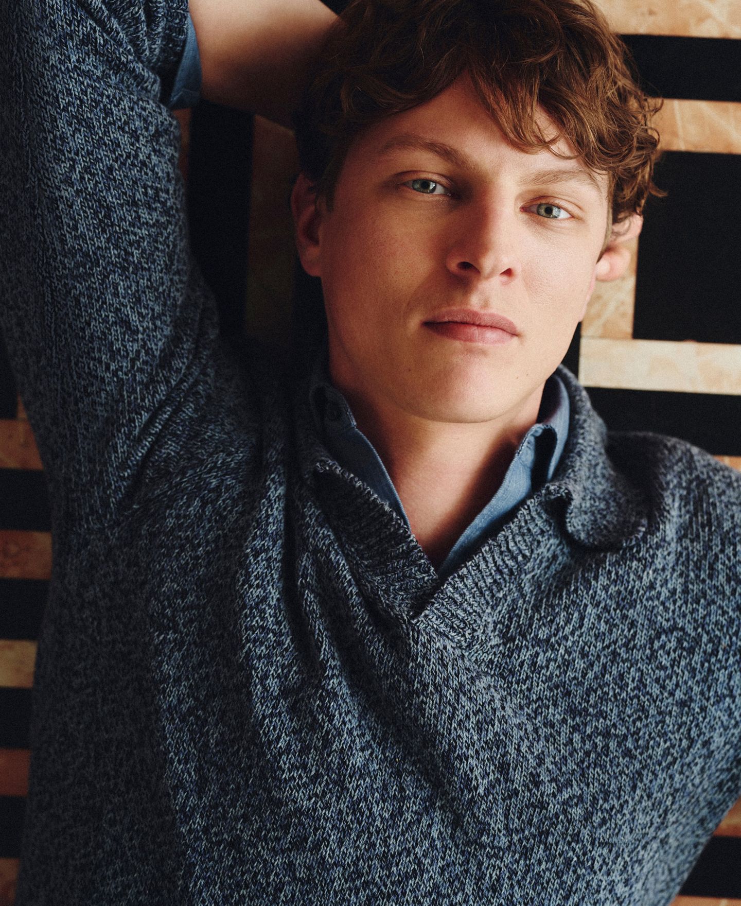 Мужской свитер Mango Polo Cactus Chunky Knit Long-Sleeve, цвет: Индиго синий — фото 5