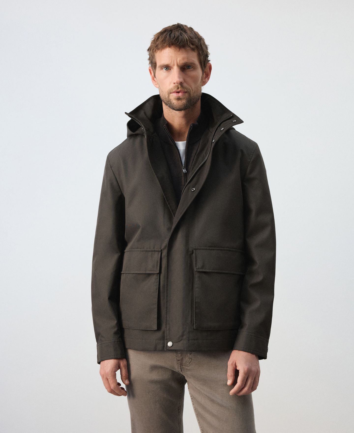 Мужская куртка Mango Adrian Hooded, цвет: Коричневый — фото 4