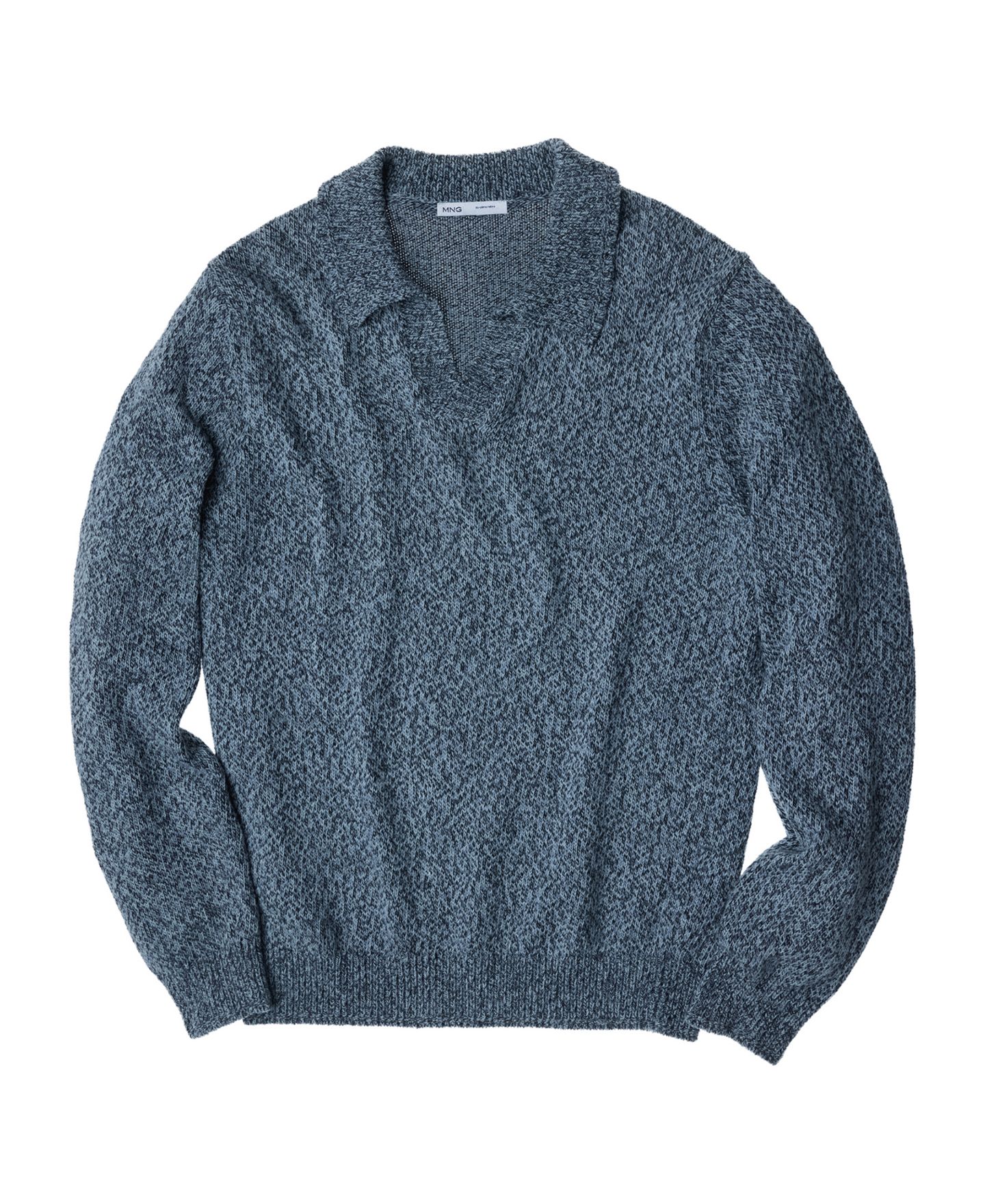 Мужской свитер Mango Polo Cactus Chunky Knit Long-Sleeve, цвет: Индиго синий — фото 1