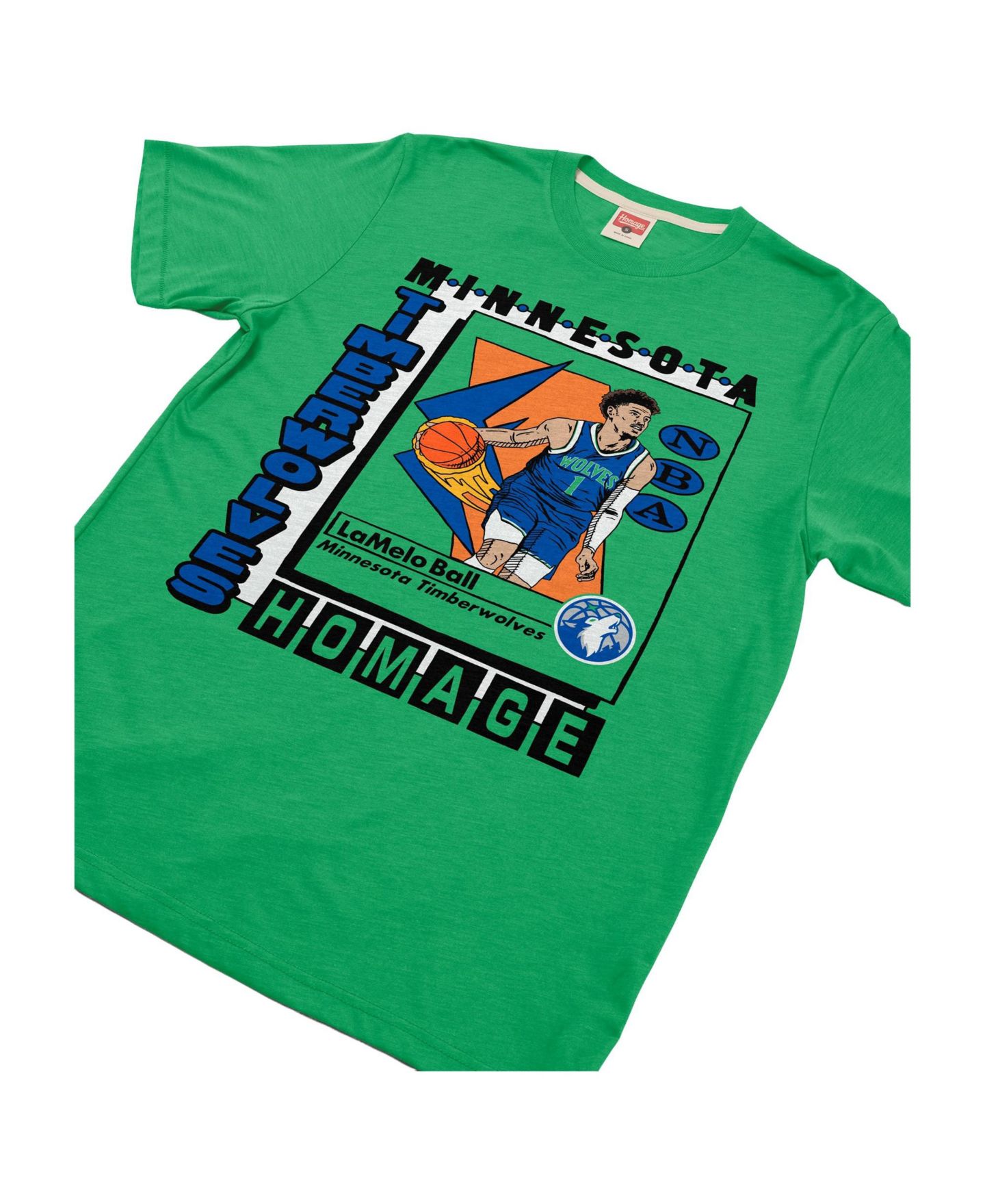Футболка Homage LaMelo Ball Green Minnesota Timberwolves Trading Card Tri-Blend — фото 2