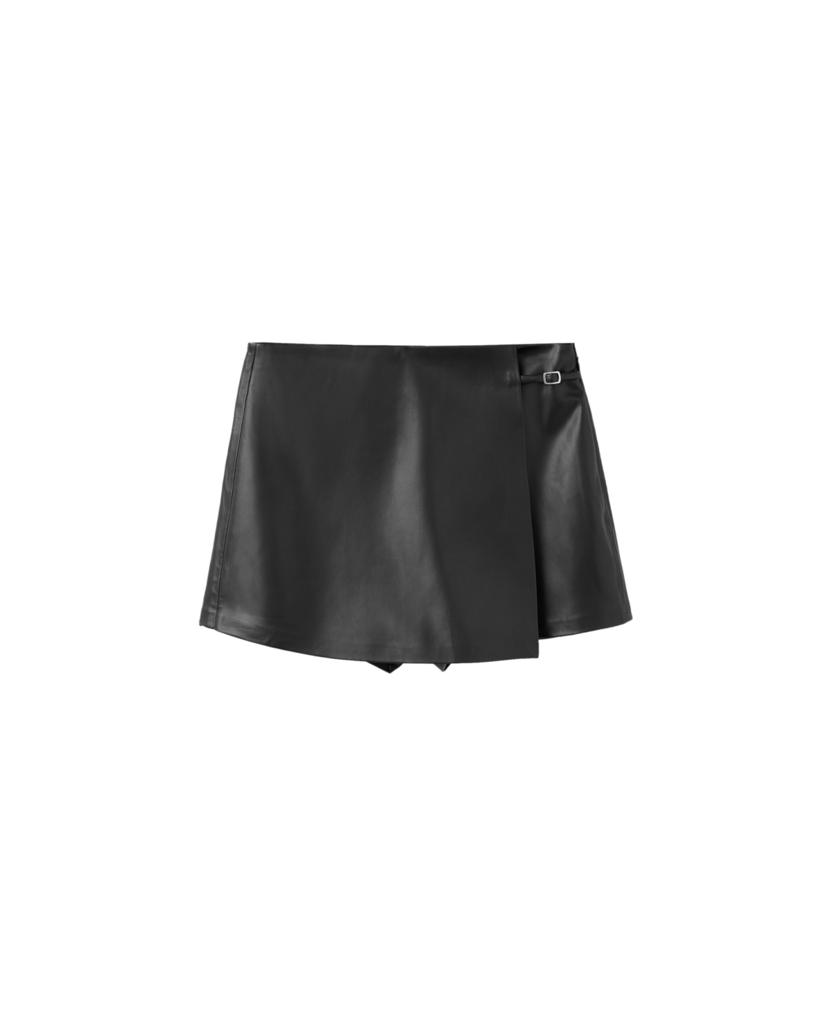 Mango Women's High-Waisted Mini Buckle Faux Leather Skort - Black